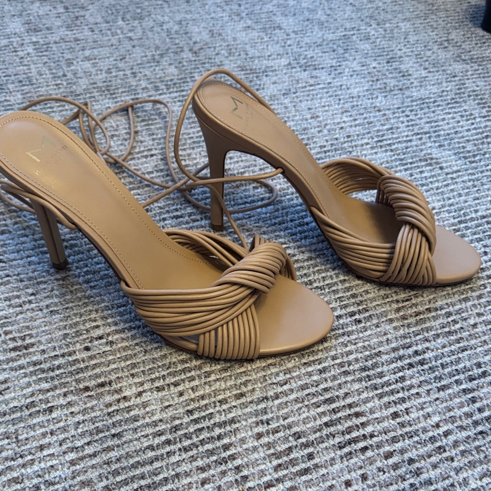 Marc Fischer Brista Strappy Ankle Wrap Nude  Tan Heels